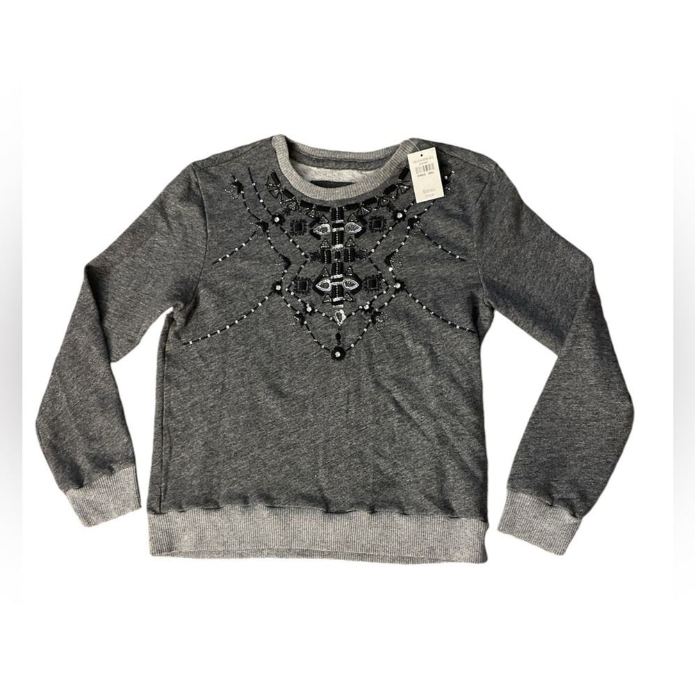 Abercrombie & Finch Gray/black Women Small Embellished Sweater Retro Preppy